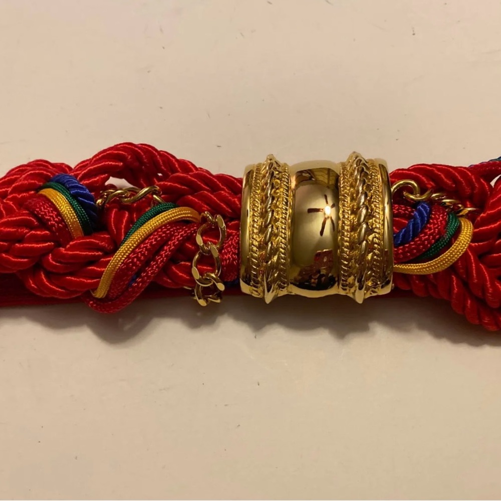 Vintage stretch red belt with gold buckle